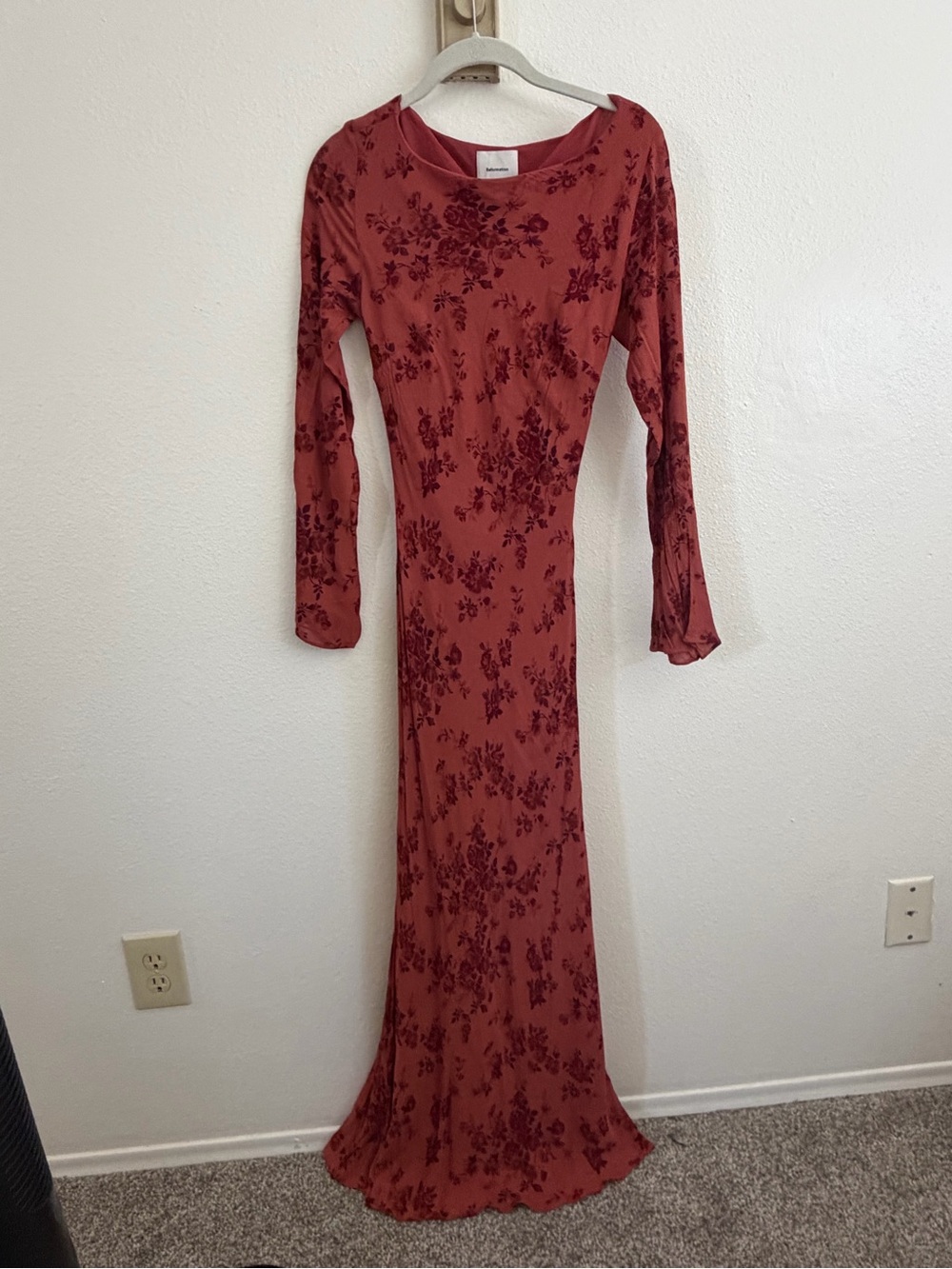 Reformation Rust Floral Long-Sleeve Maxi Dress